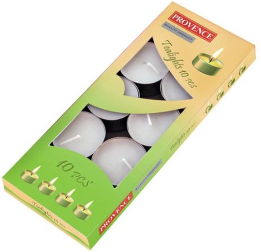 Lumânări tip pastilă Provence 10 bucăți albe