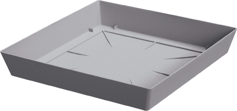 Tavă din plastic pentru ghiveci LOFLY Square 16,5 cm – piatră gri