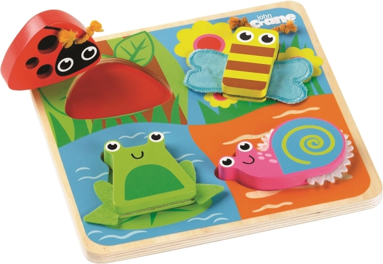 Tidlo puzzle senzorial din lemn cu piese de încastrat – pajiște