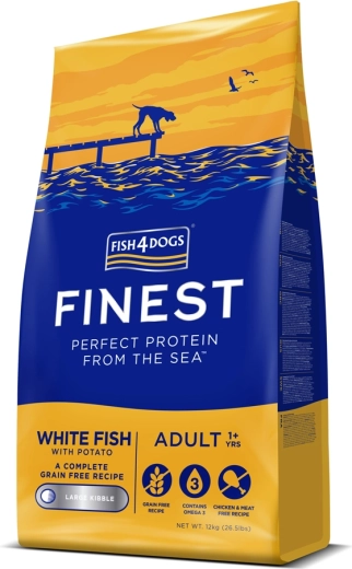 Fish4Dogs granule pentru câini adulți Finest pește alb cu cartofi 12 kg
