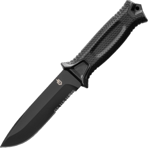 Gerber StrongArm cuțit outdoor negru cu lamă parțial zimțată 12,7 cm