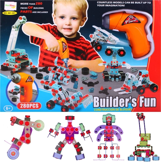 Mega constructor cu bormașină – set de construcție 280 piese