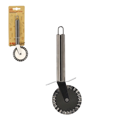 Roletă din inox pentru aluat cu rotiță ondulată