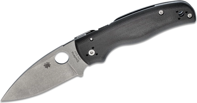 Cuțit de buzunar SPYDERCO Shaman, lamă stonewash, mâner negru G10