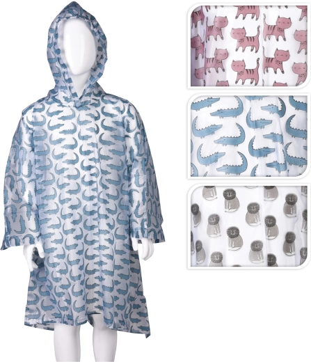 Poncho impermeabil pentru copii cu motiv animalier - 1 bucată
