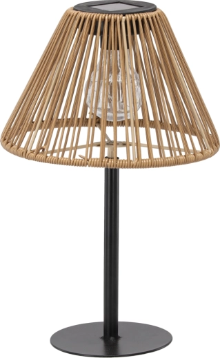 Lampă de masă solară cu abajur din ratan 33 cm, maro