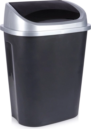 Coș de gunoi din plastic cu capac batant, 50 l, negru