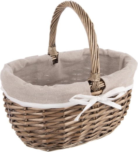 Coș de picnic din nuiele cu căptușeală din material textil 32,5 × 24 × 32 cm
