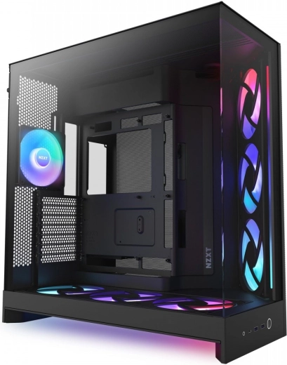 NZXT H9 Flow RGB+ carcasă mid-tower cu fereastră, neagră