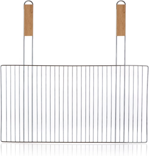 Grătar BBQ 57 × 30 cm cu mânere din lemn