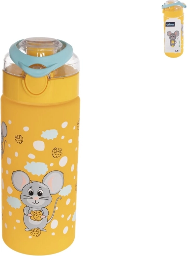 Sticlă pentru copii Orion din tritan, pentru băut, 0,5 l, cu șoricel