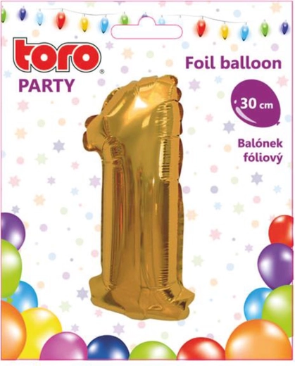 Balon din folie cifră 1, 30 cm, auriu