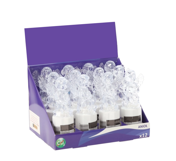 Lumânare înger LED pe baterii 15 cm, alb rece