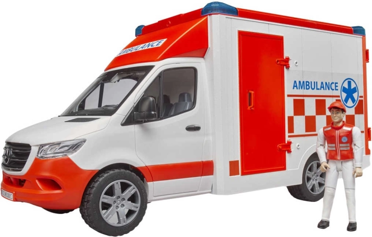 Ambulanță Mercedes-Benz Sprinter Bruder cu paramedic, lumini și sunete