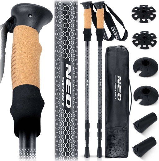 Bețe de trekking Neo-Sport NS-380 cu mâner din plută și sistem antishock