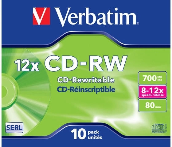 Discuri reinscriptibile Verbatim CD-RW 700 MB 12× - 10 bucăți