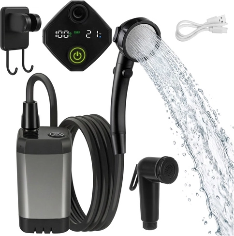 Duș portabil cu baterie 6000 mAh TRIZAND, cu pompă submersibilă și USB-C