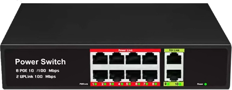 Switch PoE RENEW FORCE 8× PoE + 2× uplink RJ45 10/100 Mb/s - 1 bucată