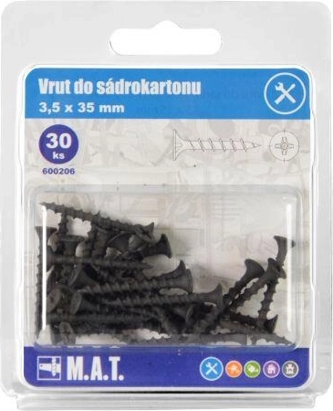 Șurub pentru gips-carton 3,5 × 35 mm cu filet grosier, fosfatat (30 buc.)