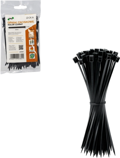 Set coliere de cablu 2,5 × 100 mm, negre (100 buc.)