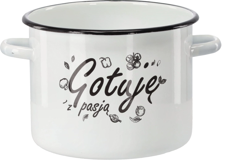 Oală emailată 5,5 l, 22 cm, albă – Gătesc cu pasiune