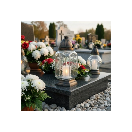 Potrivită ca inserție pentru candela de cimitir