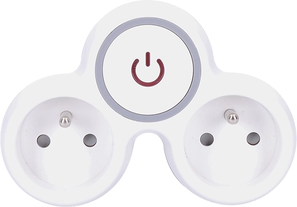 Solight adaptor dublu pentru priză cu întrerupător, 2× prize, alb-gri