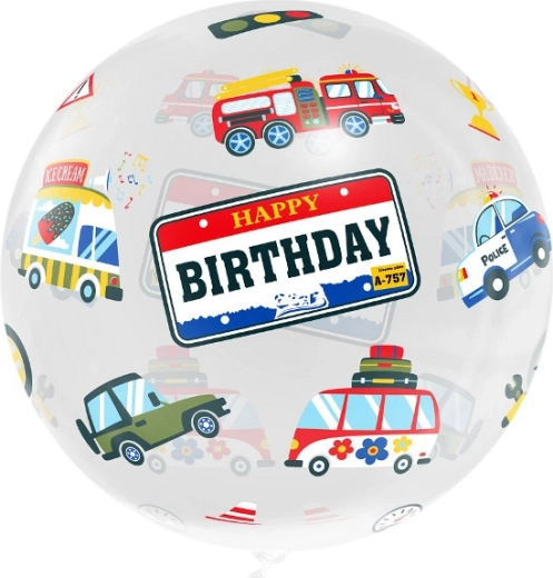 Balon aqua de cristal Happy Birthday – vehicule