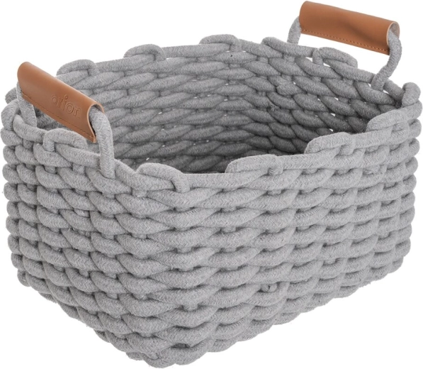 Coș de depozitare din bumbac Skandi gri 30 × 23 × 20,5 cm