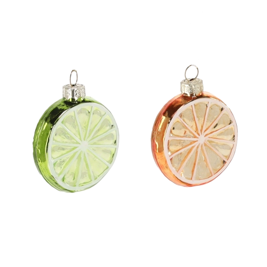 Globuri de Crăciun din sticlă felii de citrice, mix de culori, 12 buc