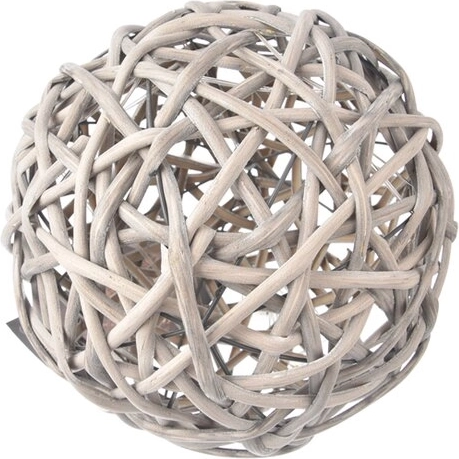 Sferă decorativă luminoasă din ratan cu LED, 15 cm, gri