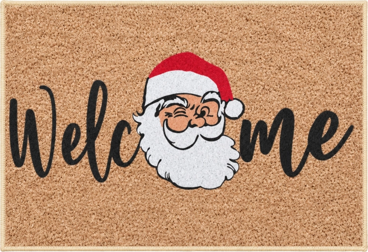 Covoraș de intrare de Crăciun Welcome cu Moș Crăciun, 50 × 80 cm
