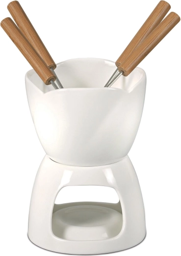 Set din ceramică pentru fondue de ciocolată Collezione Bianca, 6 piese