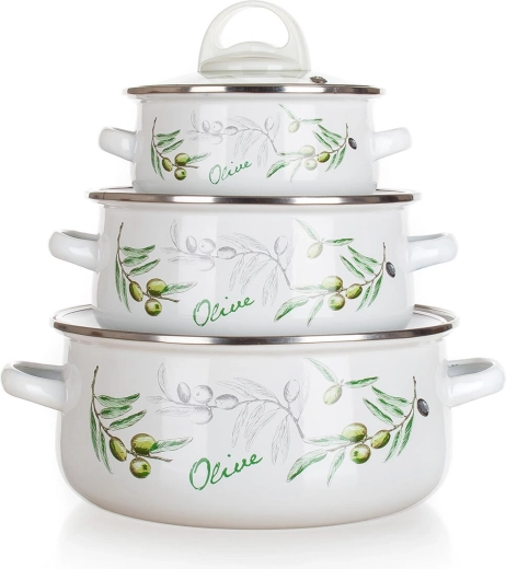 Set Banquet de oale emailate Olives, 6 piese