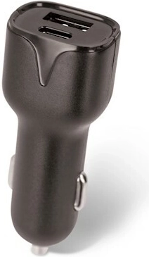Încărcător auto Setty USB cu USB și USB‑C 2,4 A, negru
