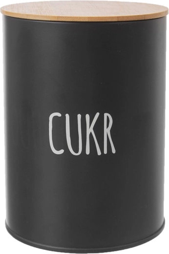 Doză pentru zahăr Black cu capac din bambus 11 cm