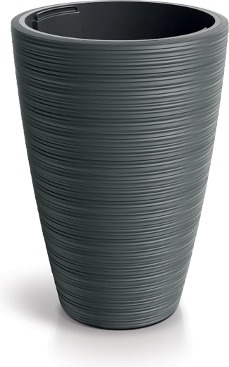 Ghiveci Vena Round 39 cm – înveliș din plastic gri închis cu inserție