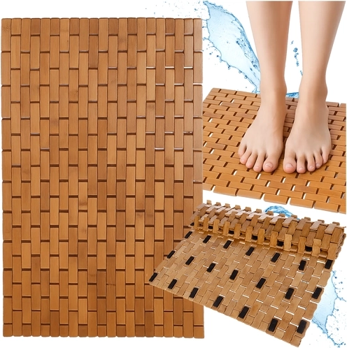 Covoraș de baie din bambus antiderapant RUHHY 80 × 50 cm
