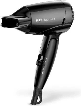 Uscător de păr de călătorie 1200 W cu motor DC – BRAUN Satin Hair Style&Go, negru