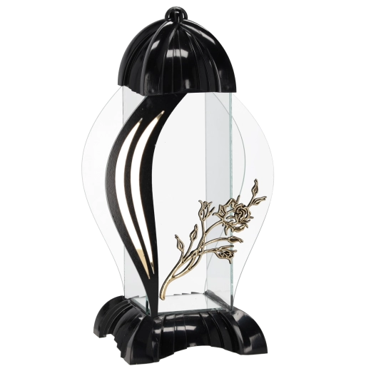 Lampion cu motiv de trandafir Róża, negru, 39 cm - 1 bucată