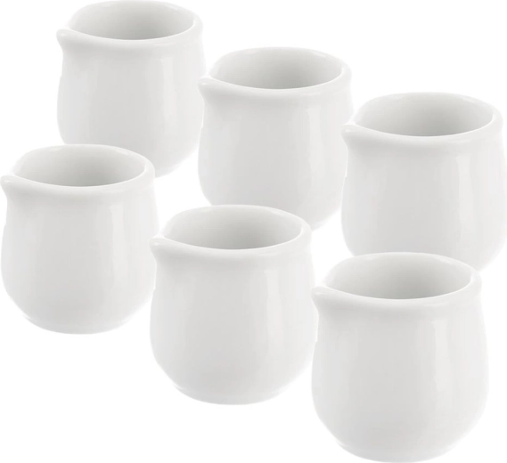 Mini cănițe din porțelan pentru lapte MONA, alb, 20 ml, set 6 buc