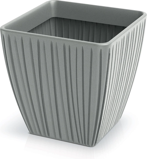 Ghiveci de flori din plastic Fero Square 40 cm, gri beton