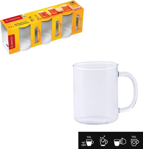 Set de căni din sticlă termorezistentă TERMISIL 400 ml (3 buc.)
