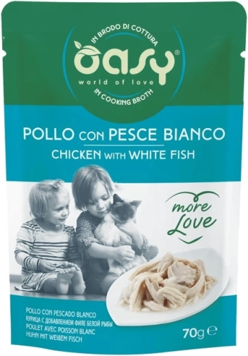 Oasy More Love pui cu pește alb plic 70 g