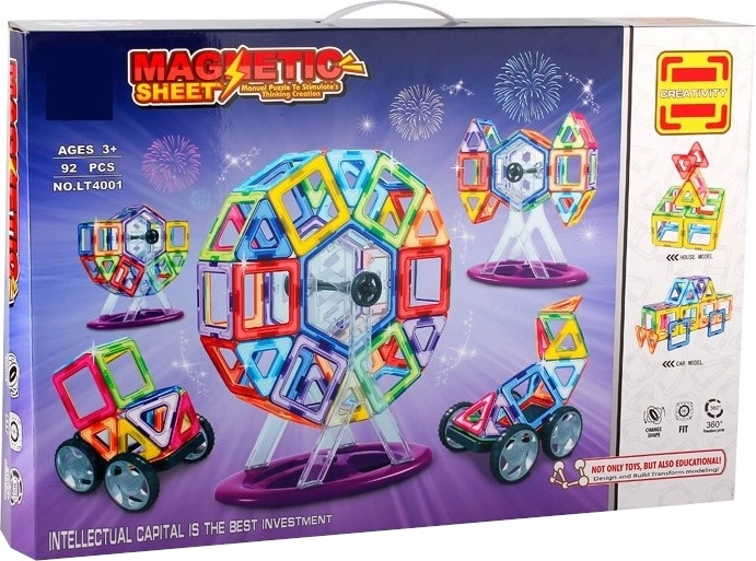 Set de construcție magnetică Magnetic Sheet 92 piese