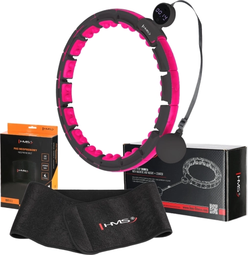 Set de fitness hula hoop HMS HHM16 cu masaj magnetic și contor + brâu modelator HMS BR163