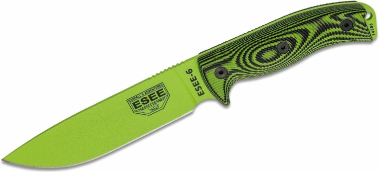 ESEE Model 6 Venom cuțit de supraviețuire 16,5 cm, negru‑verde neon, G10, teacă