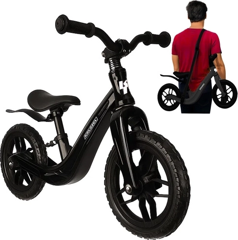 Bicicletă de echilibru negru Kruzzel pentru copii 2+