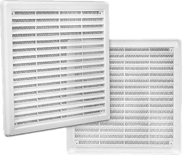 Grilaj de ventilație cu plasă 300 × 300 mm, alb