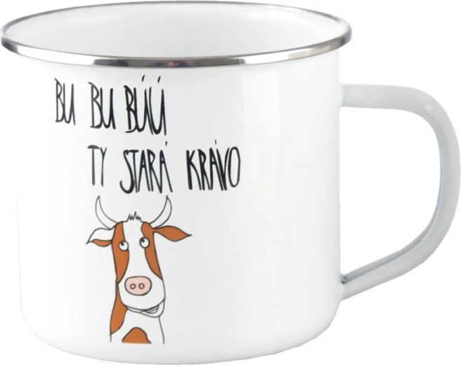 Cănă albă emailată „Bu, bu…” 500 ml